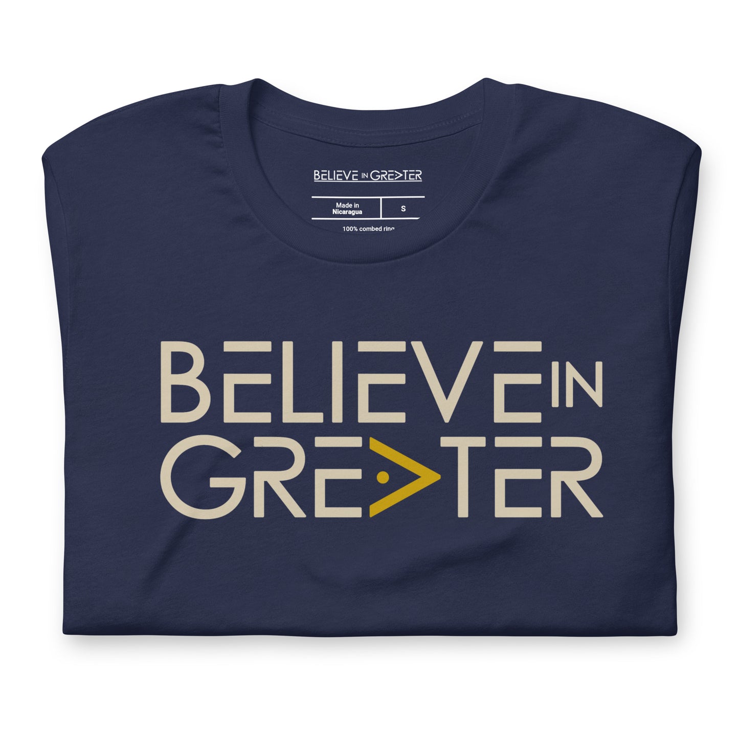 Believe in Greater Navy and Khaki Unisex Tee