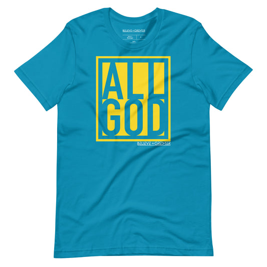 All God Aqua and Yellow Unisex Tee