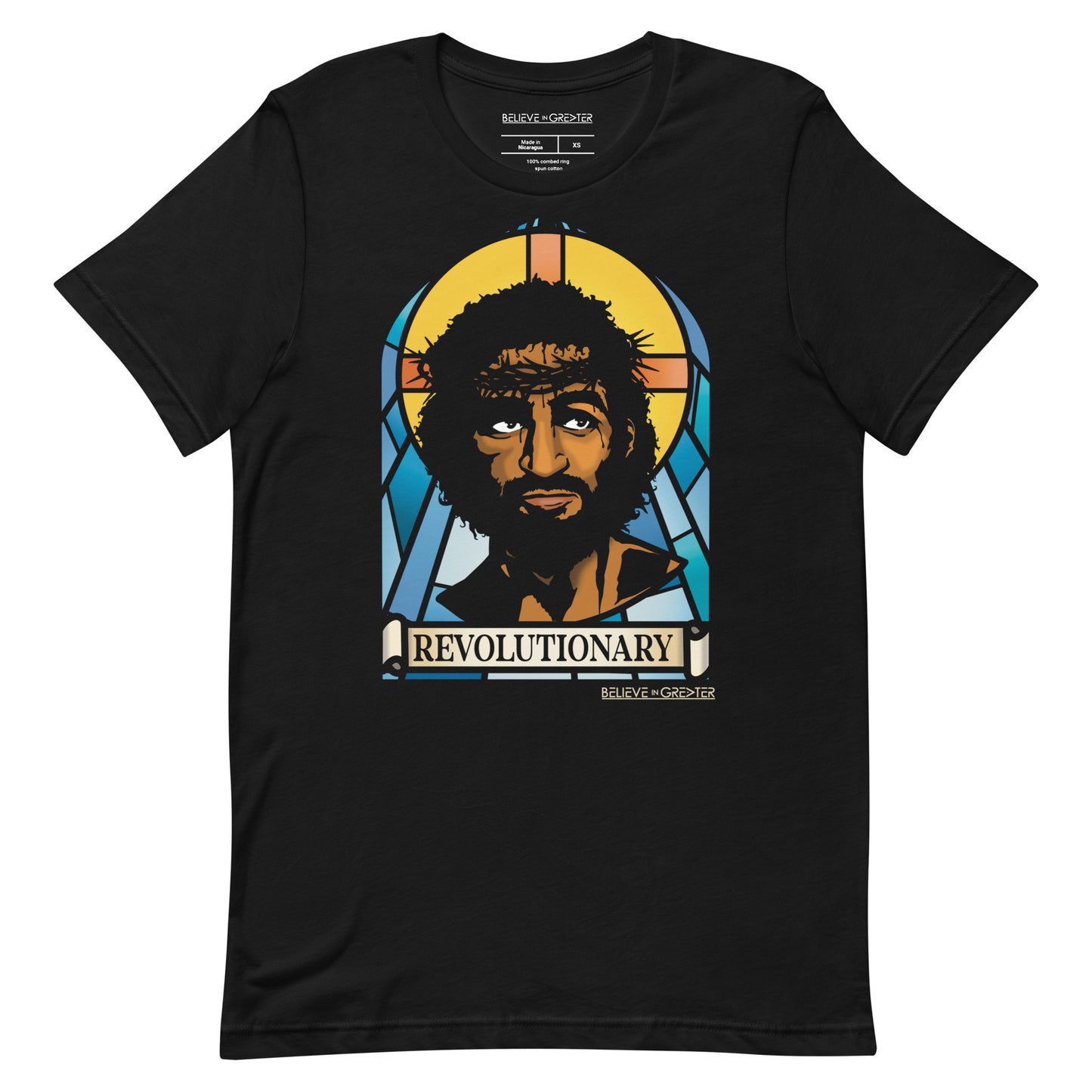 Revolutionary Stained Glass Black Unisex Tee