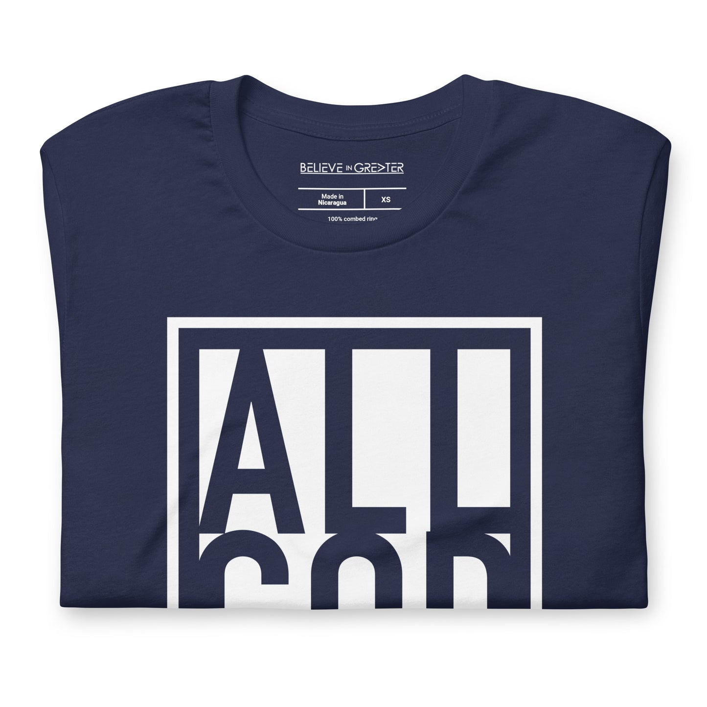 All God Navy and White Unisex Tee