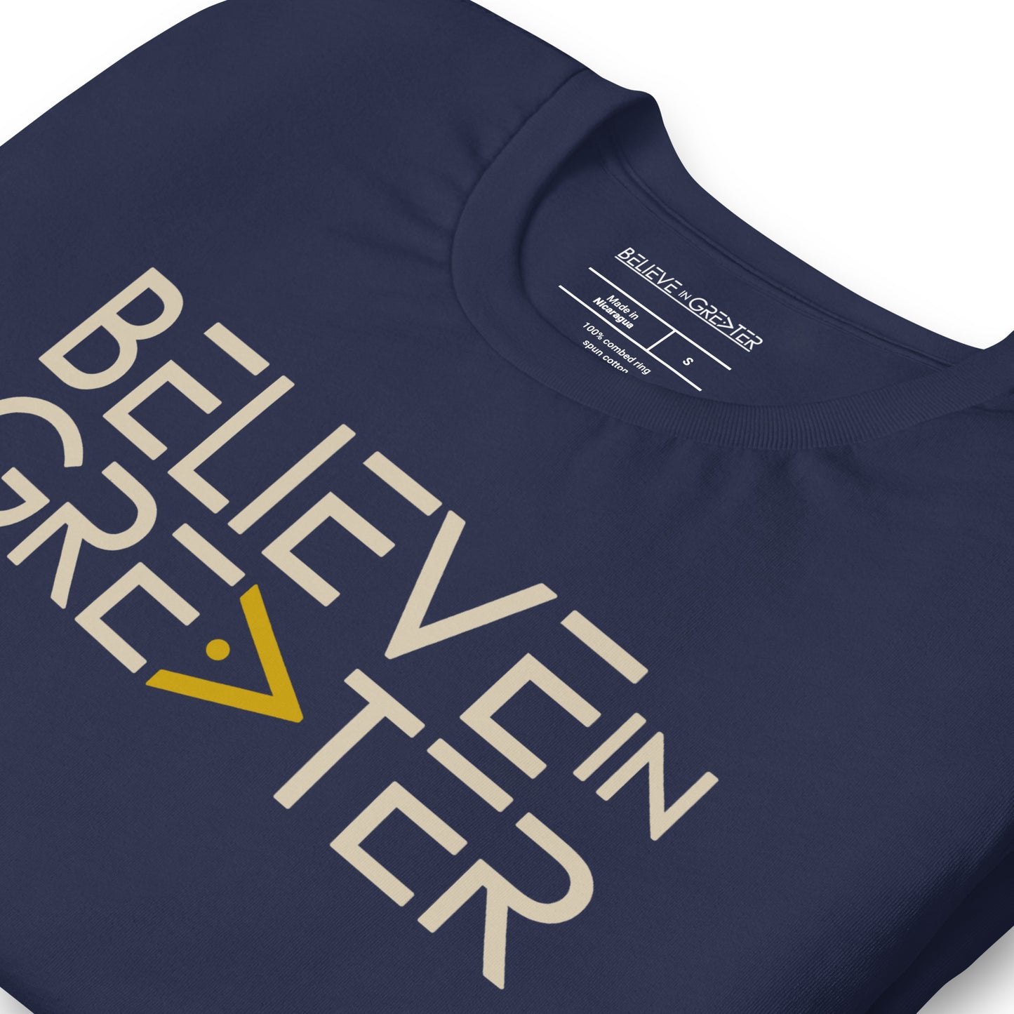Believe in Greater Navy and Khaki Unisex Tee